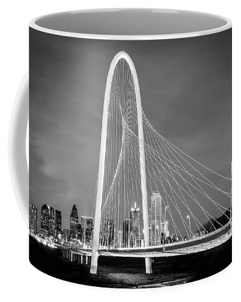 Dallas Texas Coffee Mug featuring the photograph Margaret Hunt Hill Bridge Black and White by Robert Bellomy