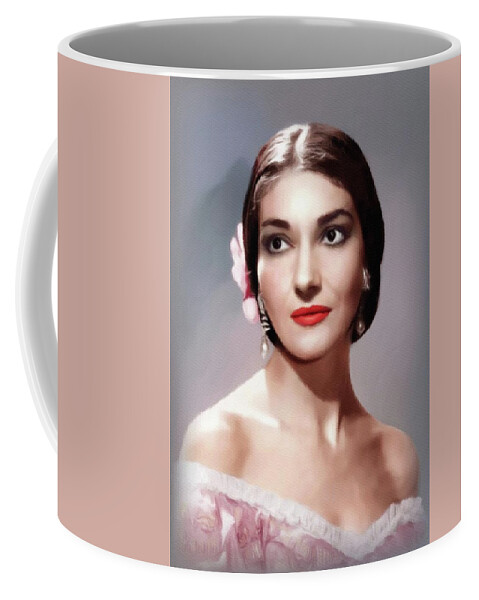 Maria Coffee Mug featuring the painting Maria Callas, Music Legend by Esoterica Art Agency