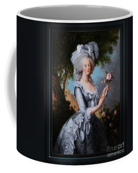 Marie Antoinette With A Rose Coffee Mug featuring the painting Marie Antoinette with a Rose by Elisabeth-Louise Vigee Le Brun Remastered Xzendor7 Reproductions by Xzendor7
