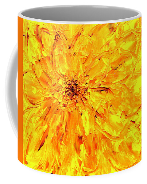 Yellow Coffee Mug featuring the painting Marigold Inspiration 3 by Teresa Moerer