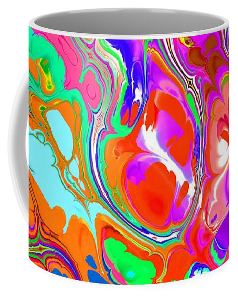 Colorful Coffee Mug featuring the digital art Marijan - Funky Artistic Colorful Abstract Marble Fluid Digital Art by Sambel Pedes
