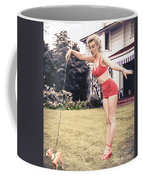 Marilynmonroe Coffee Mug featuring the digital art Marilyn Monroe at Hollywood agent Johnny Hyde's backyard by Franchi Torres