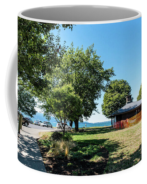 Marine Park With Construction Fence Coffee Mug featuring the photograph Marine Park with Construction Fence by Tom Cochran