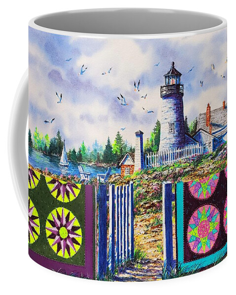 Lighthouse Coffee Mug featuring the painting Mariners Compass by Diane Phalen