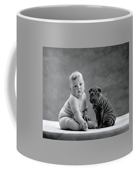 Black & White Coffee Mug featuring the photograph Mark and a Shar-Pei Puppy by Anne Geddes