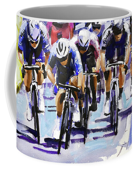 Le Tour De France Coffee Mug featuring the painting Mark Cavendish Stage 4 TDF 2021 by Shirley Peters