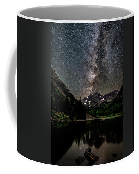 Milky Way Coffee Mug featuring the photograph Maroon Bells Milky Way by Chuck Rasco Photography