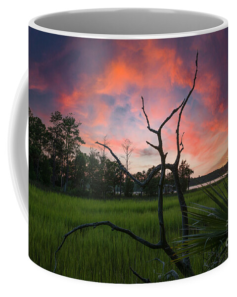 Sunset Coffee Mug featuring the photograph Marsh Sunset over the Wando River - What a Sky by Dale Powell