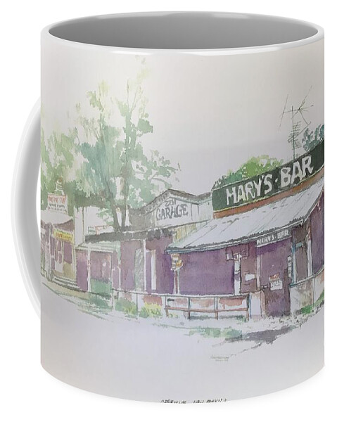 Watercolor Prints Coffee Mug featuring the painting Marys Bar Cerrillos by Glen Neff