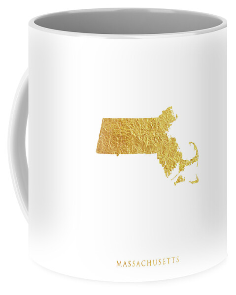 Massachusetts Coffee Mug featuring the digital art Massachusetts Gold Map #61 by Michael Tompsett