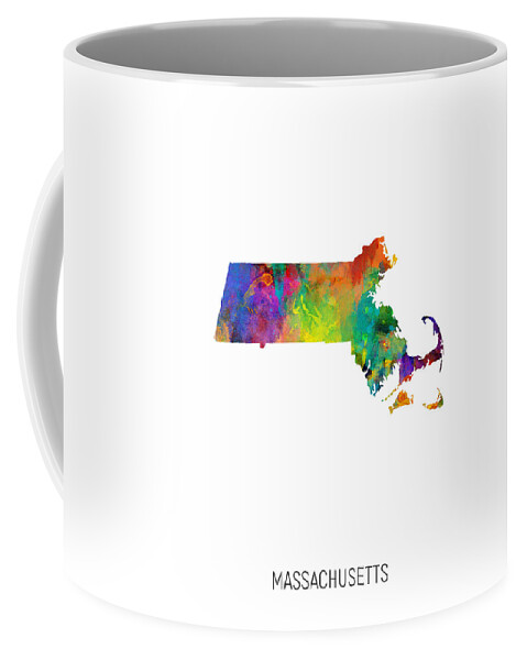 Massachusetts Coffee Mug featuring the digital art Massachusetts Watercolor Map #87 by Michael Tompsett