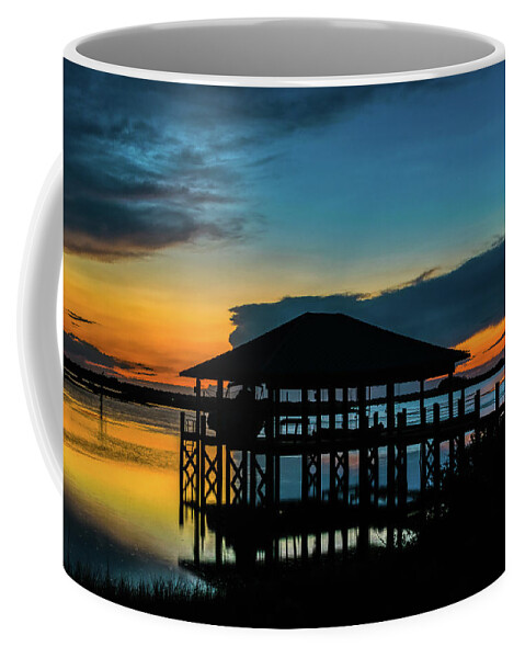 Florida Coffee Mug featuring the photograph Matanzas Sunset Boathouse Silhouette by Kenneth Everett