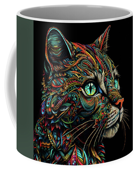 Cats Coffee Mug featuring the digital art Max the Colorful Cat by Peggy Collins