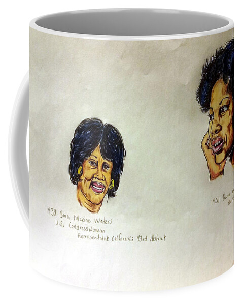  Joedee Coffee Mug featuring the drawing Maxine Waters and Toni Morrison by Joedee