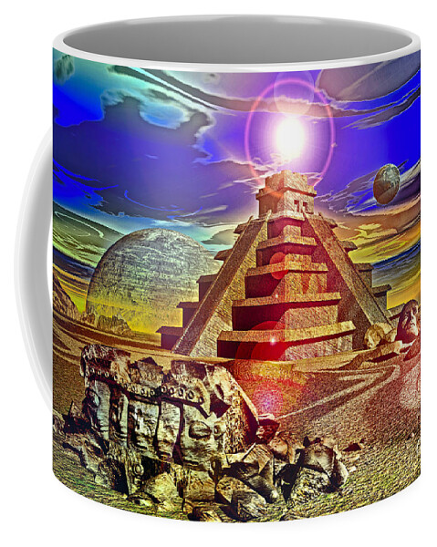 Mayan Coffee Mug featuring the digital art Mayan Mysteries by Shadowlea Is