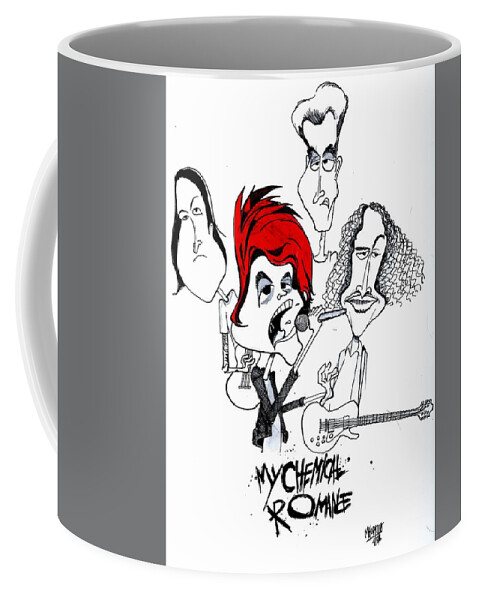 My Chemical Romance Coffee Mug featuring the drawing MCR by Michael Hopkins