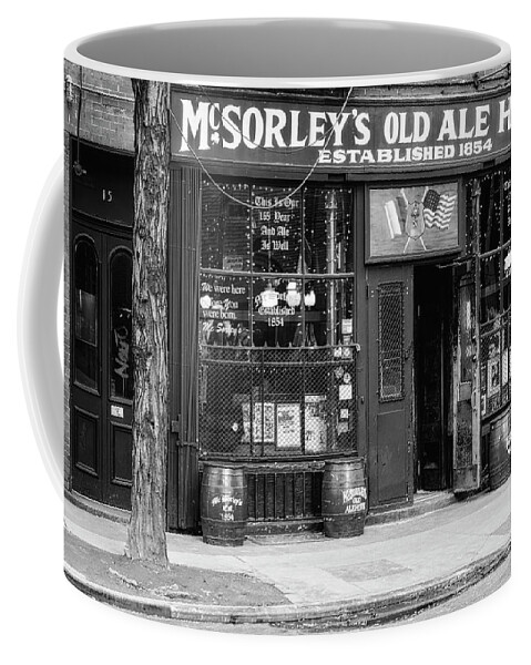 Mcsorley's Old Ale House Coffee Mug featuring the photograph McSorley's Established 1854 NYC BW by Susan Candelario