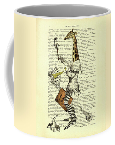 Giraffe Coffee Mug featuring the mixed media Medieval Giraffe by Madame Memento