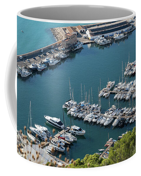 Mediterranean Coffee Mug featuring the photograph Mediterranean coast and port in Calpe 1 by Adriana Mueller