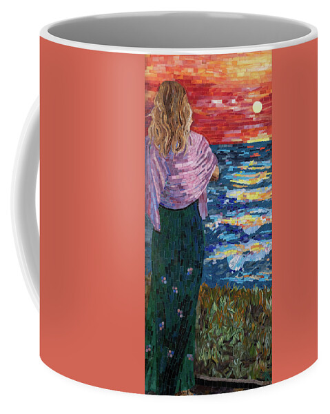 Mosaic Coffee Mug featuring the mixed media Mediterranean Sunset by Adriana Zoon