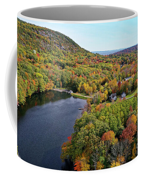 Camden Coffee Mug featuring the photograph Megunticook River and Mt Battie by Kevin Shields