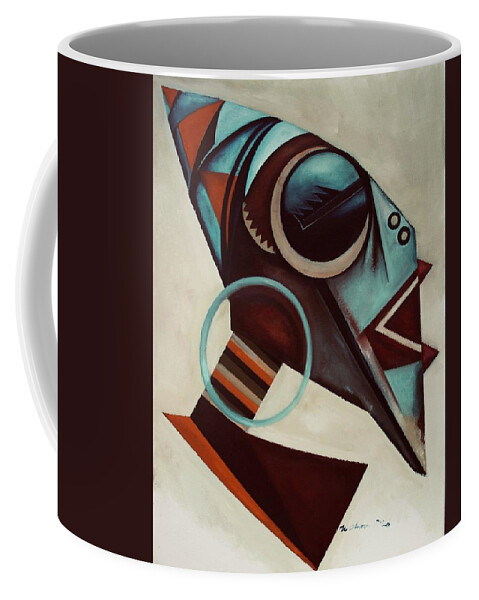 African Masks Coffee Mug featuring the painting Melodist L'Afrique by Martel Chapman