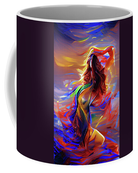 Woman Coffee Mug featuring the digital art Melting Woman by Digital Art Cafe