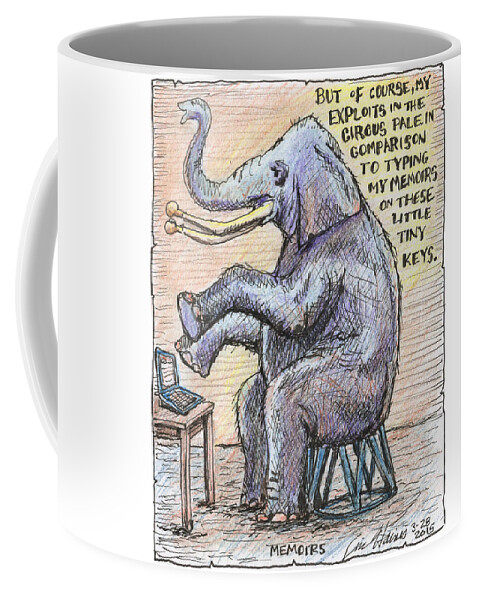 Elephant Coffee Mug featuring the drawing Memoirs by Eric Haines
