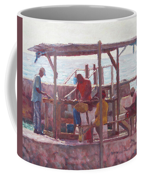 Men At Work Oil Painting Coffee Mug featuring the painting Men At Work by Ritchie Eyma