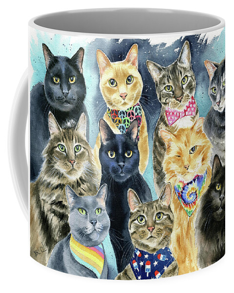 Cats Coffee Mug featuring the painting Menagerie De Chats by Dora Hathazi Mendes
