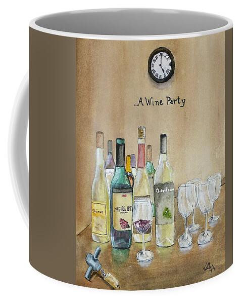 Red Wine Coffee Mug featuring the painting Merlot's Wine Party by Kelly Mills