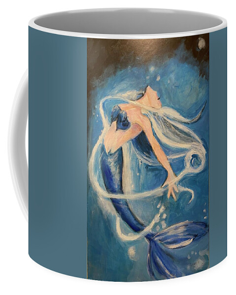 Blue Mermaid Coffee Mug featuring the painting Mermaid Ecstasy by Denice Palanuk Wilson