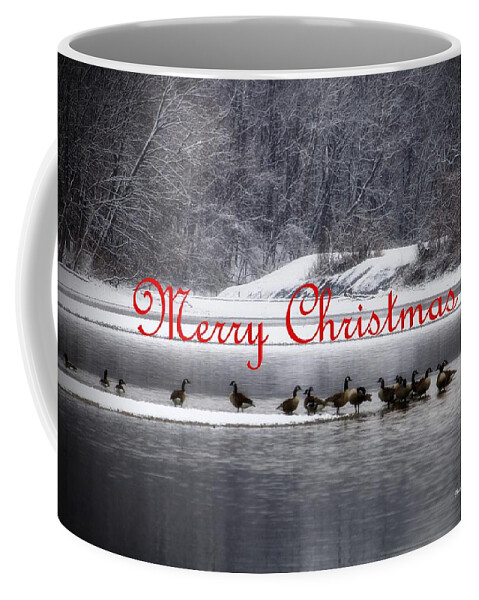 Christmas Coffee Mug featuring the photograph Merry Christmas Canadian Geese by Mary Walchuck