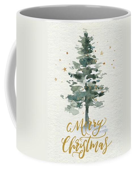 Merry Christmas Coffee Mug featuring the painting Watercolor Christmas Tree by Modern Art