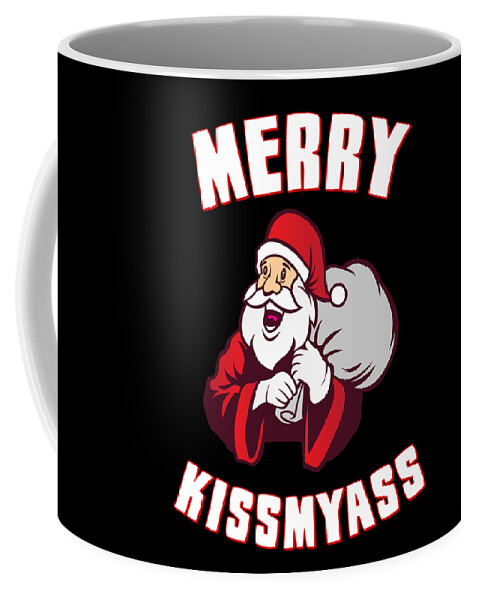 Christmas 2023 Coffee Mug featuring the digital art Merry Kissmyass Funny Christmas by Flippin Sweet Gear