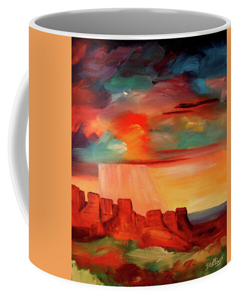Landscape Coffee Mug featuring the painting Mesa Glory by Jim Stallings