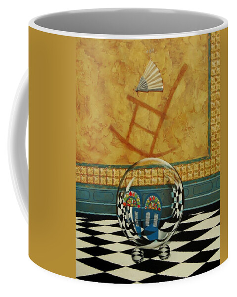 Spheres Coffee Mug featuring the painting Mesiendonos Eternamente-right side- by Roger Calle