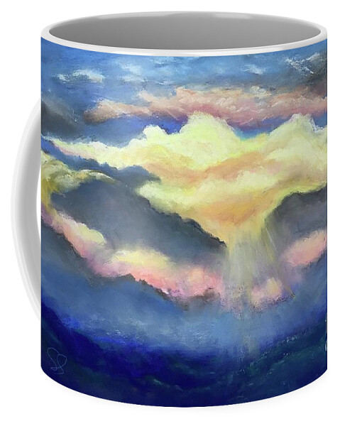 Clouds Coffee Mug featuring the painting Message from the Heavens by Susan Sarabasha