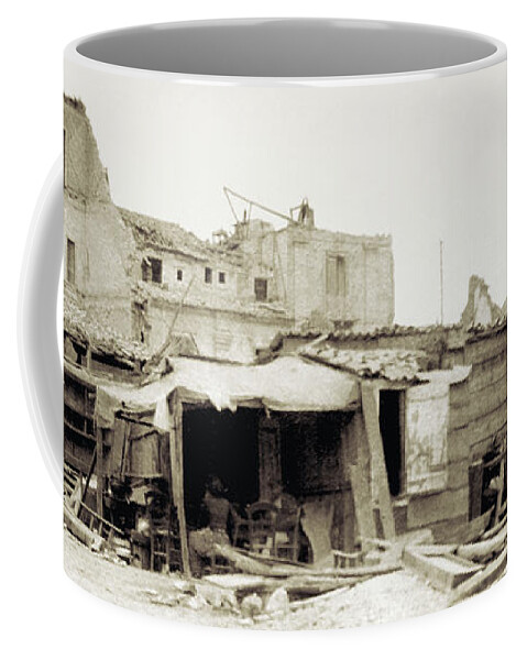 1908 Coffee Mug featuring the digital art Messina Earthquake Dinner by Russell Kightley