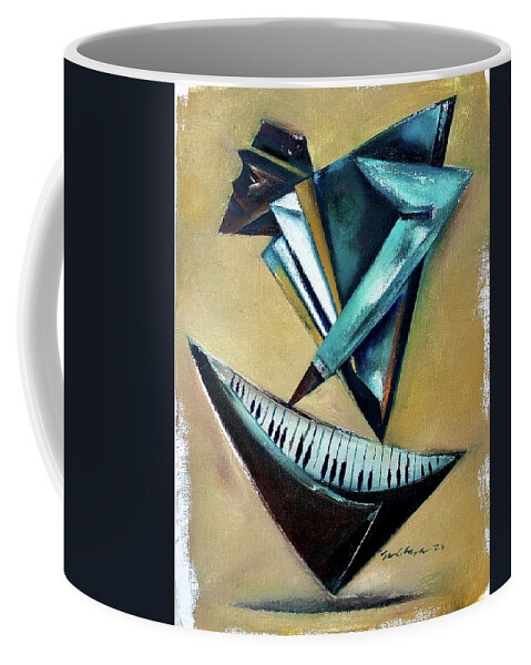 Jazz Coffee Mug featuring the painting Metaphysic-Ali by Martel Chapman