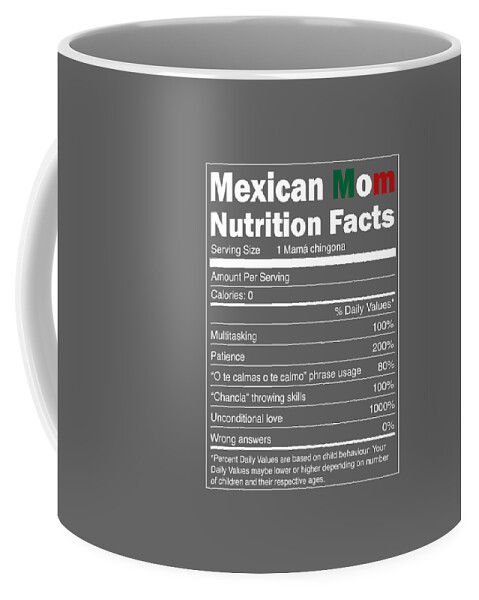Mexican Mom Nutrition Facts Coffee Mug by Hispanic Gifts - Pixels