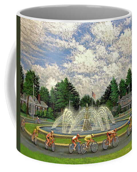 Landscape Coffee Mug featuring the painting Meyer Circle Fountain by George Lightfoot