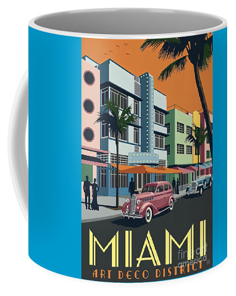 Miami Art Deco Coffee Mug featuring the photograph Miami Art Deco Travel Poster by Carlos Diaz