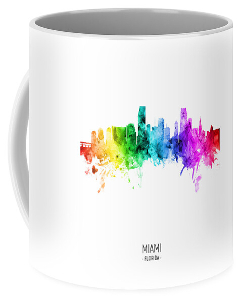 Miami Coffee Mug featuring the digital art Miami Florida Skyline #40 by Michael Tompsett