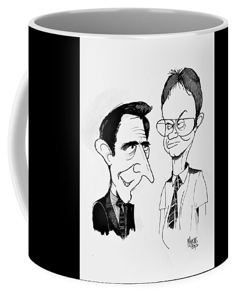 The Office Coffee Mug featuring the drawing Michael and Dwight by Michael Hopkins