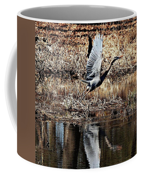 Blue Heron Coffee Mug featuring the photograph Michigan Bue Heron by Judy Stepanian