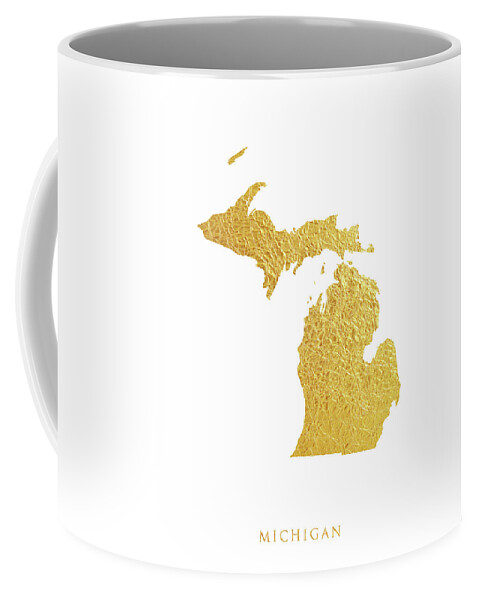 Michigan Coffee Mug featuring the digital art Michigan Gold Map #62 by Michael Tompsett