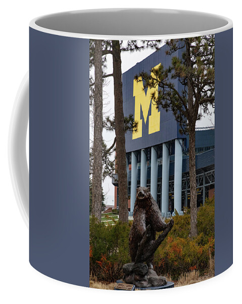 Wolverine Football Coffee Mug featuring the photograph Michigan Wolverine statue by Eldon McGraw