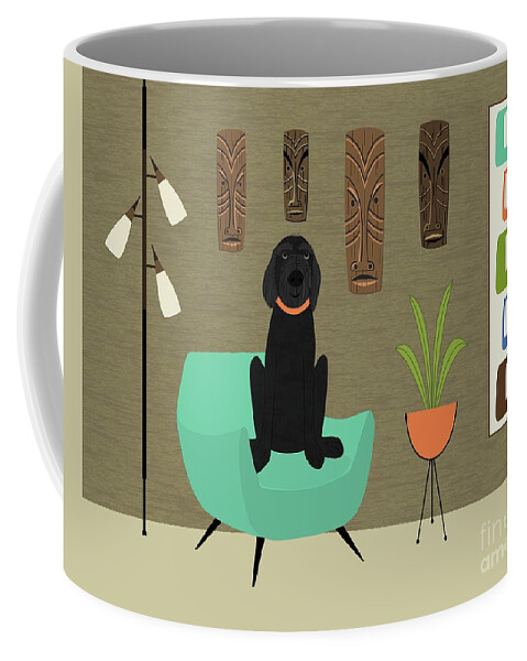 Mid Century Dog Coffee Mug featuring the digital art Mid Century Danoodle Dog by Donna Mibus