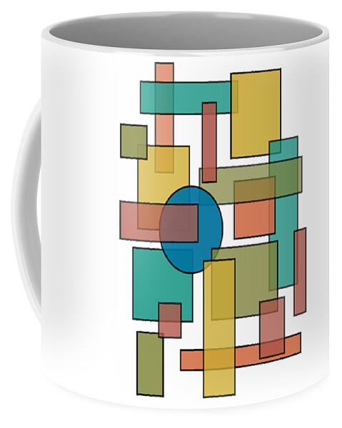 Mid Century Coffee Mug featuring the digital art Mid Century Modern Blocks, Rectangles and Circles with horizontal Background by DB Artist